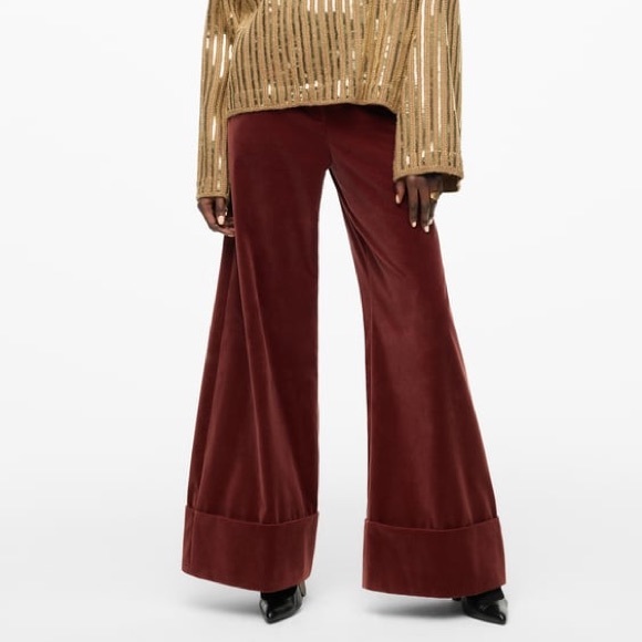Zara Pants - New Zara $129 Velvet Wide Leg Pants Limited Edition 8772/809 NWT Small